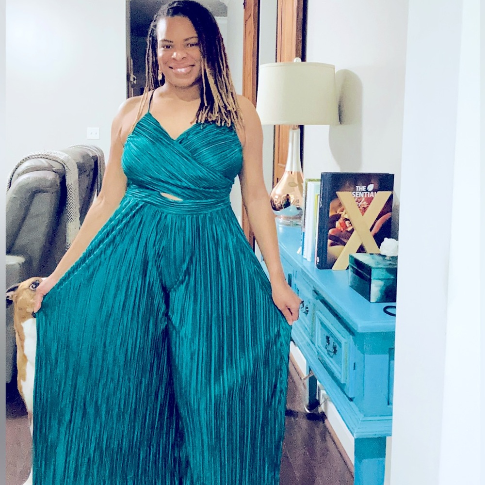 Emerald Green gorgeous wide leg romper by SHEIN size Large